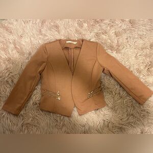 Stylish Pink Blazer Jacket with Zipper Accents